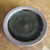 出西焼　7寸　縁鉄砂鉄釉皿/Syussai-yaki/21cm dish/Black