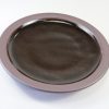 出西焼　8寸　縁鉄砂黒釉皿/Syussai-yaki/24cm dish/Black