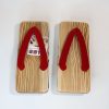日田杉　一本下駄24.5cm　赤/Cedar training clog/24.5cm/red/Hita,Japan