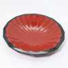 会津塗　彫木鉢　花弁　大/Lacquered wooden bowl/flower/Aizu/L