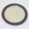 出西焼　8寸　縁鉄砂白化粧皿　1970年代/Syussai-yaki/24cm dish/white/1970's