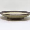 出西焼　8寸　縁鉄砂白化粧皿　1970年代/Syussai-yaki/24cm dish/white/1970's - 画像 (3)