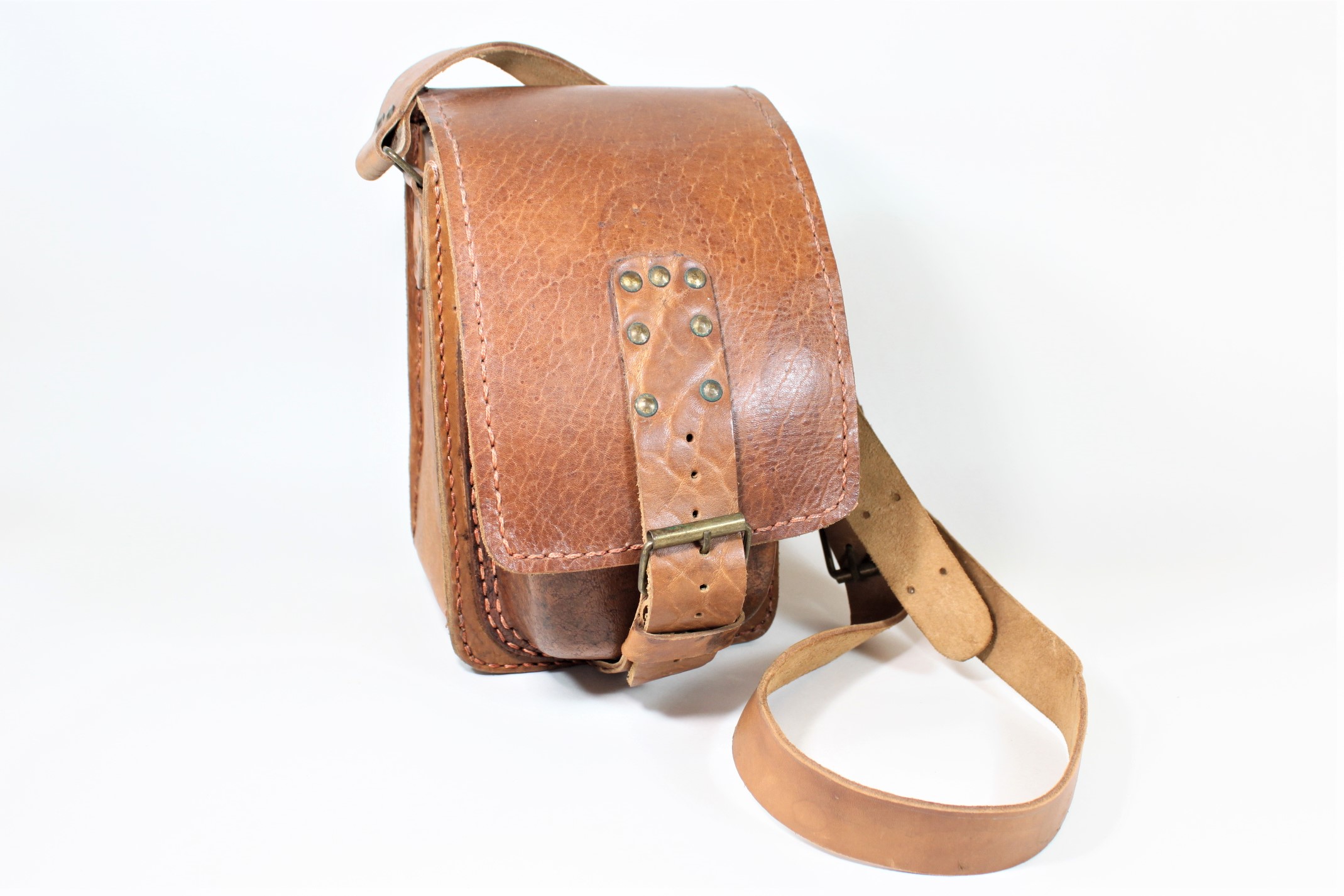 革製ショルダーバッグ　インド　小　Leather bag/small/india