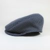 遠州木綿　刺子ハンチング　黒x灰格子柄　M/Quilting cotton hunting cap/bk x gr/m - 画像 (2)