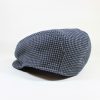 遠州木綿　刺子ハンチング　黒x灰格子柄　M/Quilting cotton hunting cap/bk x gr/m - 画像 (3)