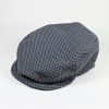 遠州木綿　刺子ハンチング　黒x灰格子柄　L/Quilting cotton hunting cap/bk x gr/L