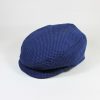 遠州木綿　刺子ハンチング　黒x青格子柄　S/Quilting cotton hunting cap/bk x bl/s