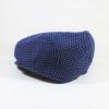遠州木綿　刺子ハンチング　黒x青格子柄　S/Quilting cotton hunting cap/bk x bl/s - 画像 (3)