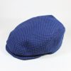 遠州木綿　刺子ハンチング　黒x青格子柄　L/Quilting cotton hunting cap/bk x bl/L