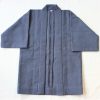 遠州木綿　刺子半纏　市松織り(黒x灰）M（Japanese working jacket/bk x gr check/M)