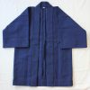 遠州木綿　刺子半纏　市松織り(黒x青）M（Japanese working jacket/bk x bl check/M)