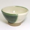 出西焼　ぼたんハケメ飯碗　大　緑流/Syussai-yaki/Rice bowl/White & green/L