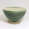 出西焼　ぼたんハケメ飯碗　大　緑流/Syussai-yaki/Rice bowl/White & green/L - 画像 (6)