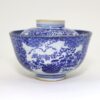 染付印判フタ付飯茶碗　明治　山水/Rice bowl with lid/Village/19c./Japan - 画像 (2)