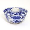 伊万里　染付3.5寸フタ付飯碗　江戸後期/Rice bowl 10.5cm/Blue flower/19c./Japan
