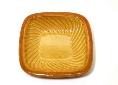 湯町窯　4寸角皿　黄　シノギ/Yumachi 12㎝ square dish/yellow-edge