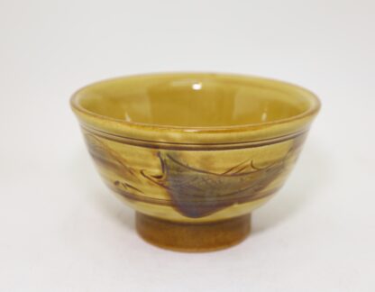 湯町窯　5寸丼　黄　魚/Yumachi 15㎝ bowl/yellow-fish