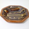 湯町窯　八角鉢　黒飴スリップ/Yumachi octagon bowl/black-amber