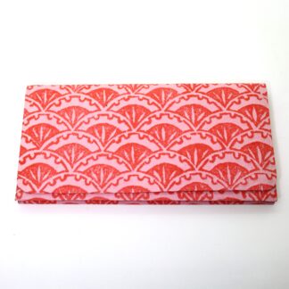 白石和紙　札入れ（仕切付）赤　花波/Shiroishi paper/wallet/flower wave red　