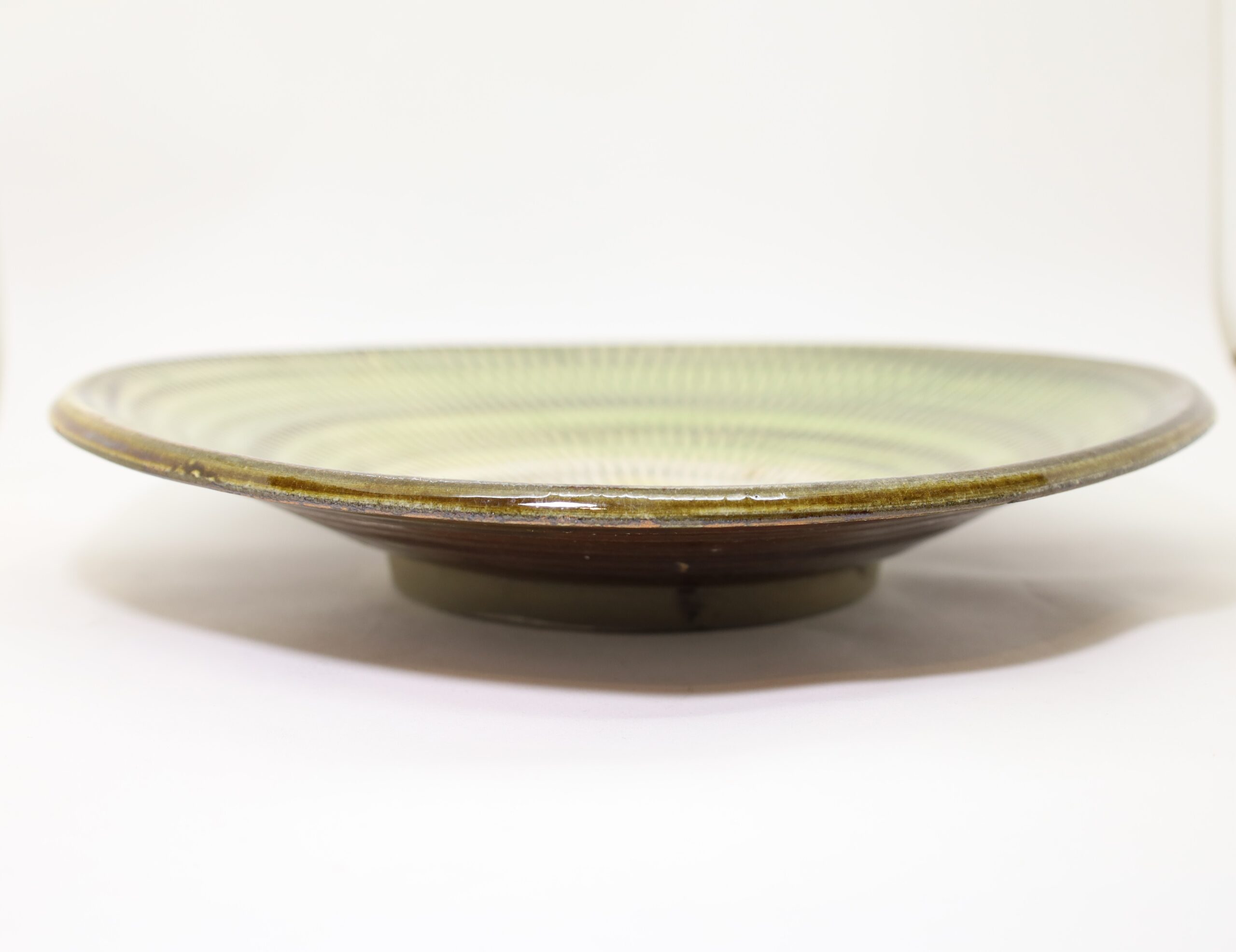 小鹿田焼 とびカンナ9寸皿織部 柳瀬朝夫/Onta 28cm dish/Yanase asao - 画像 (3)