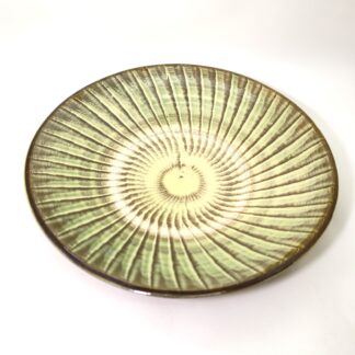 小鹿田焼　刷毛目9寸皿織部 柳瀬朝夫/Onta 28cm dish/Yanase asao