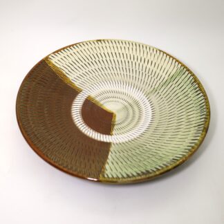 小鹿田焼　8寸皿かけ分け　柳瀬元寿/Onta 24cm dish/3c/Yanase motohisa