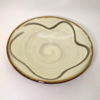 小鹿田焼　8寸皿くしめ　柳瀬元寿/Onta 25cm dish/wh./Yanase motohisa