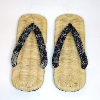 日田 竹皮雪駄 大 ゴム底付 印花布/Hita Bamboo bark sandals/L/Rubber sole/flower