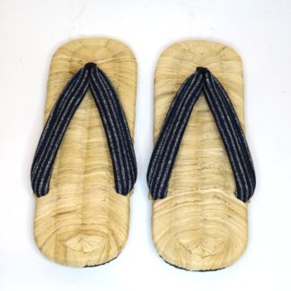 日田 竹皮雪駄 大 ゴム底付 縞/Hita Bamboo bark sandals/L/Rubber sole/stripe