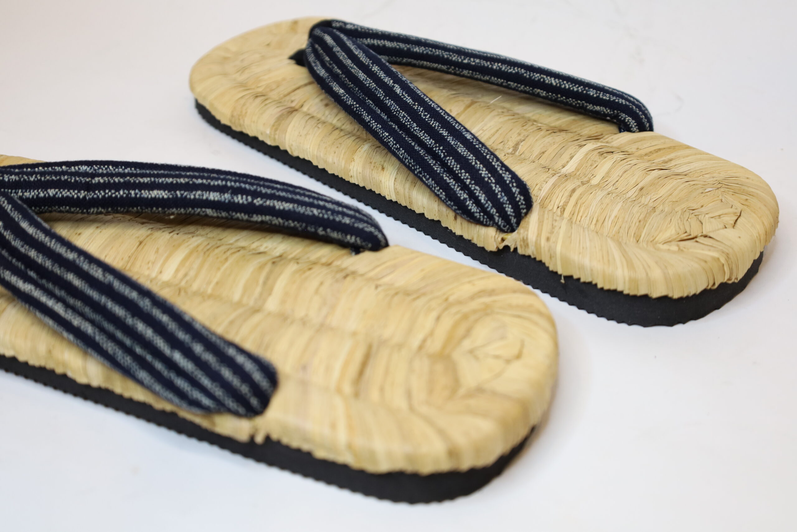 日田 竹皮雪駄 大 ゴム底付 縞/Hita Bamboo bark sandals/L/Rubber sole/stripe - 画像 (4)