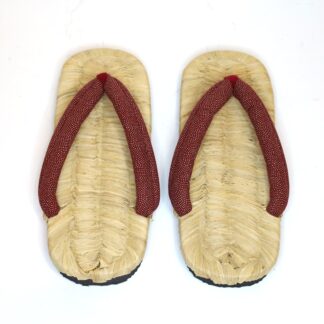 日田 竹皮雪駄 中 ゴム底付 赤/Hita Bamboo bark sandals/M/Rubber sole/red