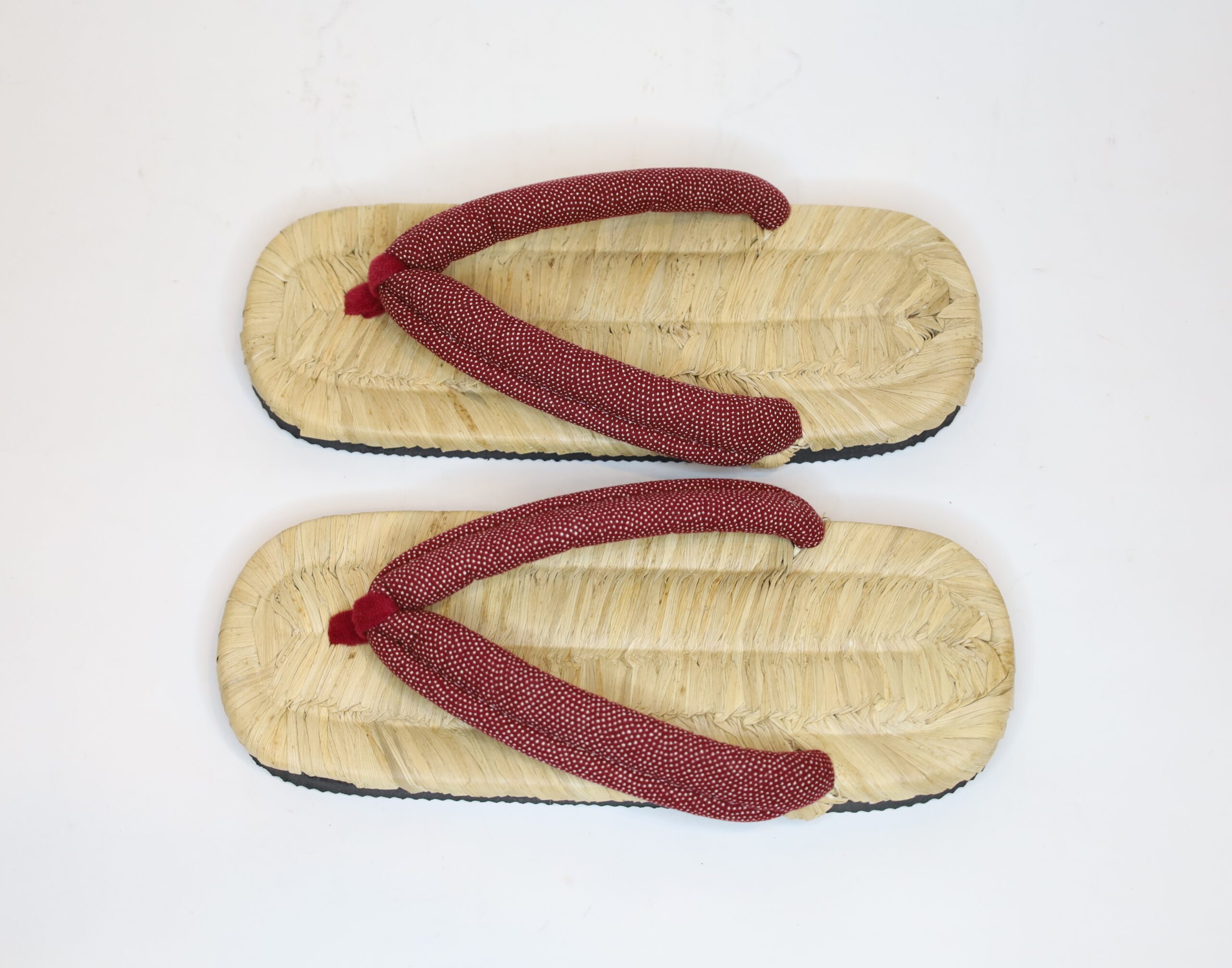 日田 竹皮雪駄 中 ゴム底付 赤/Hita Bamboo bark sandals/M/Rubber sole/red - 画像 (3)