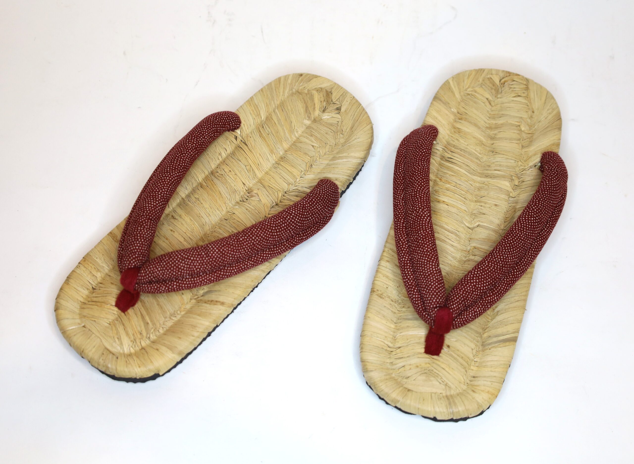 日田 竹皮雪駄 中 ゴム底付 赤/Hita Bamboo bark sandals/M/Rubber sole/red - 画像 (2)