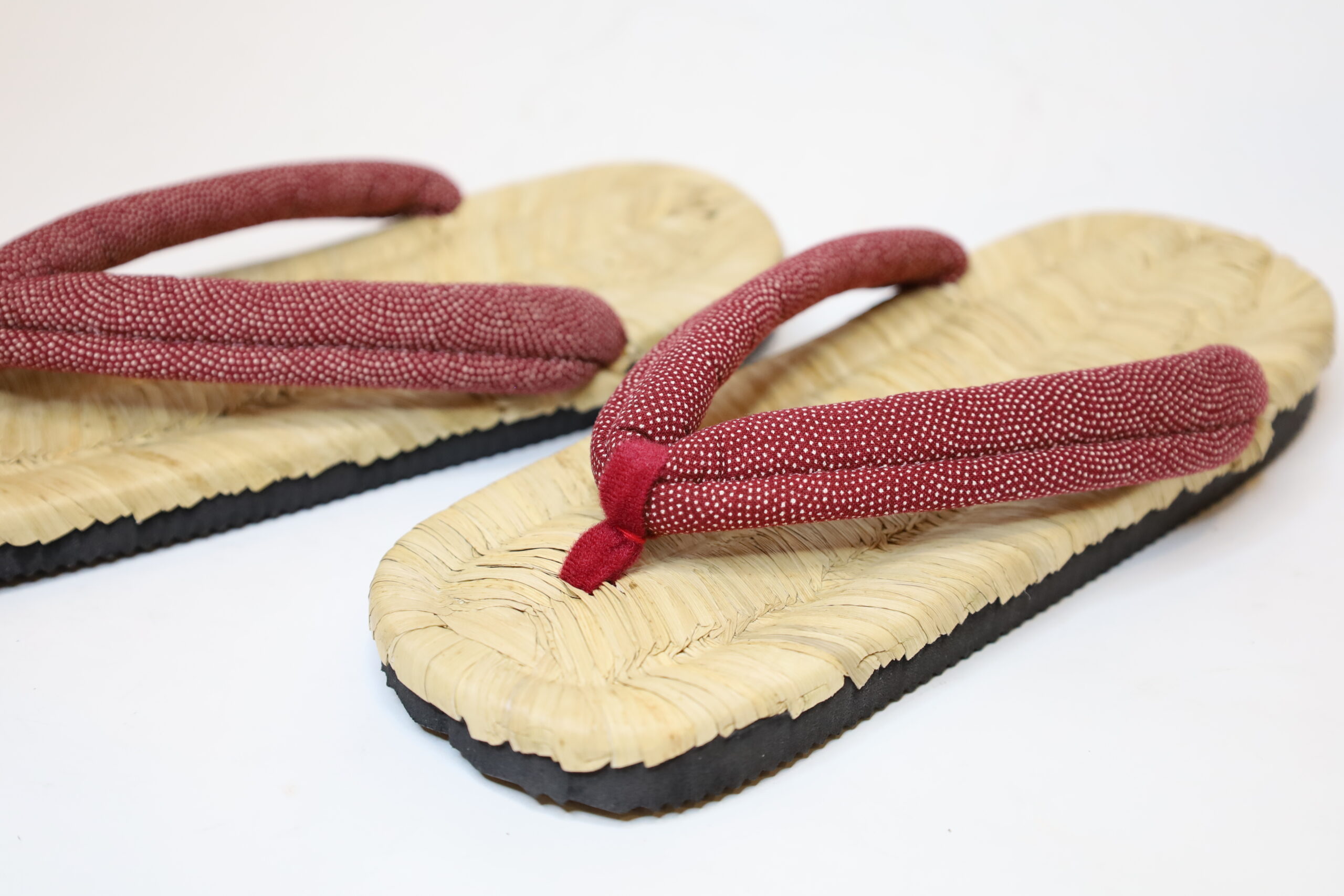 日田 竹皮雪駄 中 ゴム底付 赤/Hita Bamboo bark sandals/M/Rubber sole/red - 画像 (4)