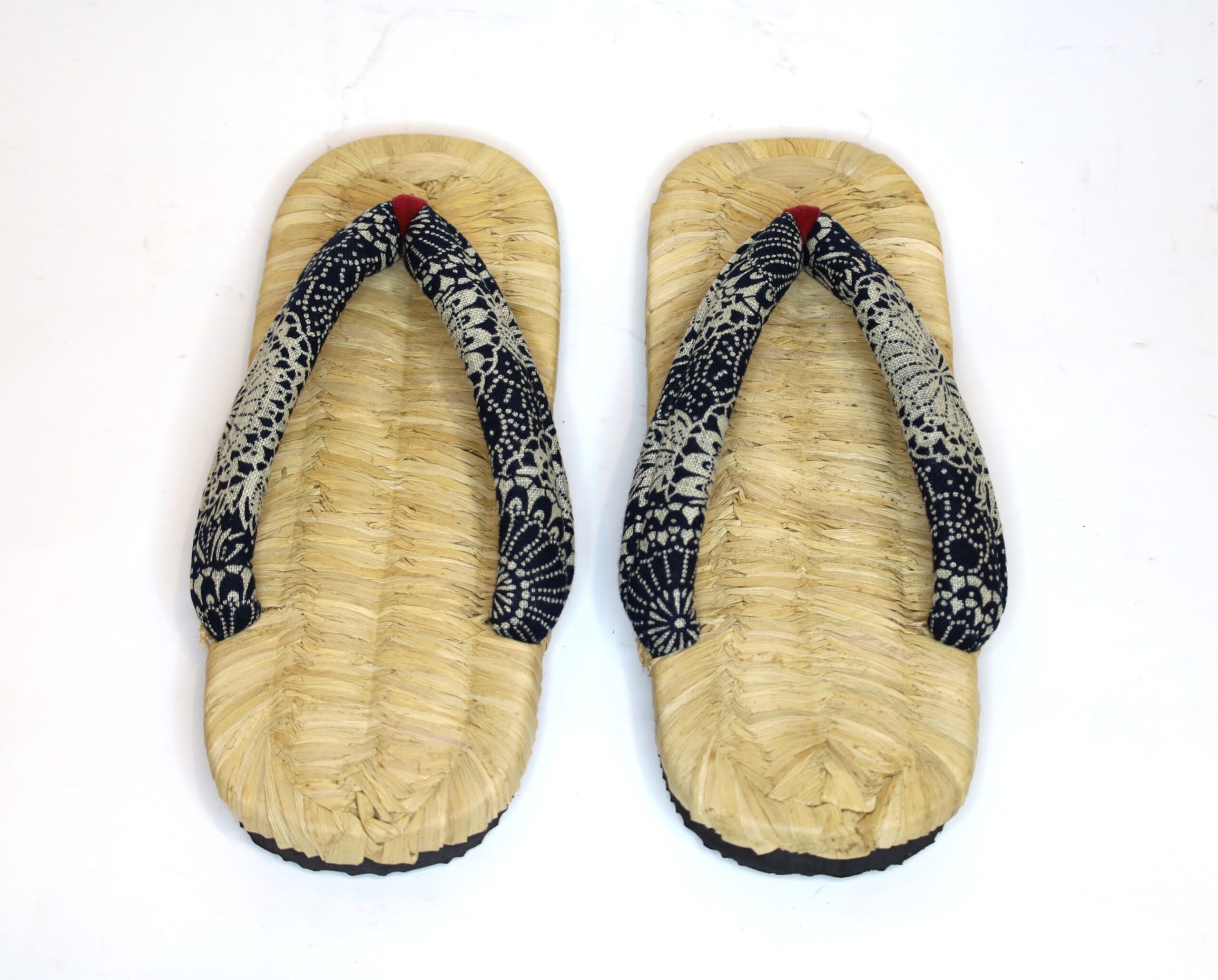 日田 竹皮雪駄 中 ゴム底付 印花布/hita Bamboo bark sandals/M/Rubber sole/flower