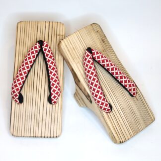 日田げた　一本歯　24.5cm七宝赤/Hita Wooden single edge sandals/cedar/Cloisonné red